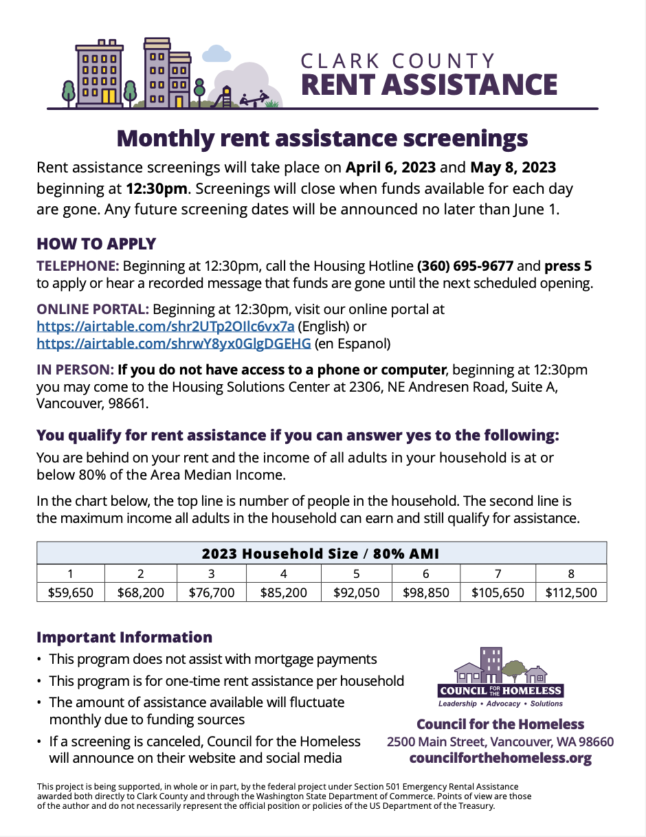 Clark County Rent Assistance Council For The Homeless