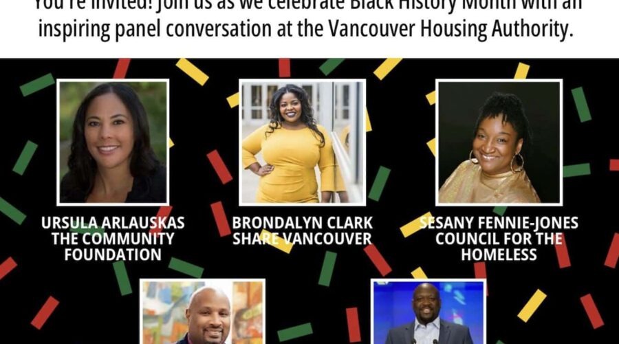Panelists for the Black History Month event at the Vancouver Housing Authority.